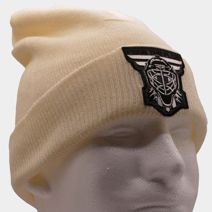 Off-White Beanie with White Patch