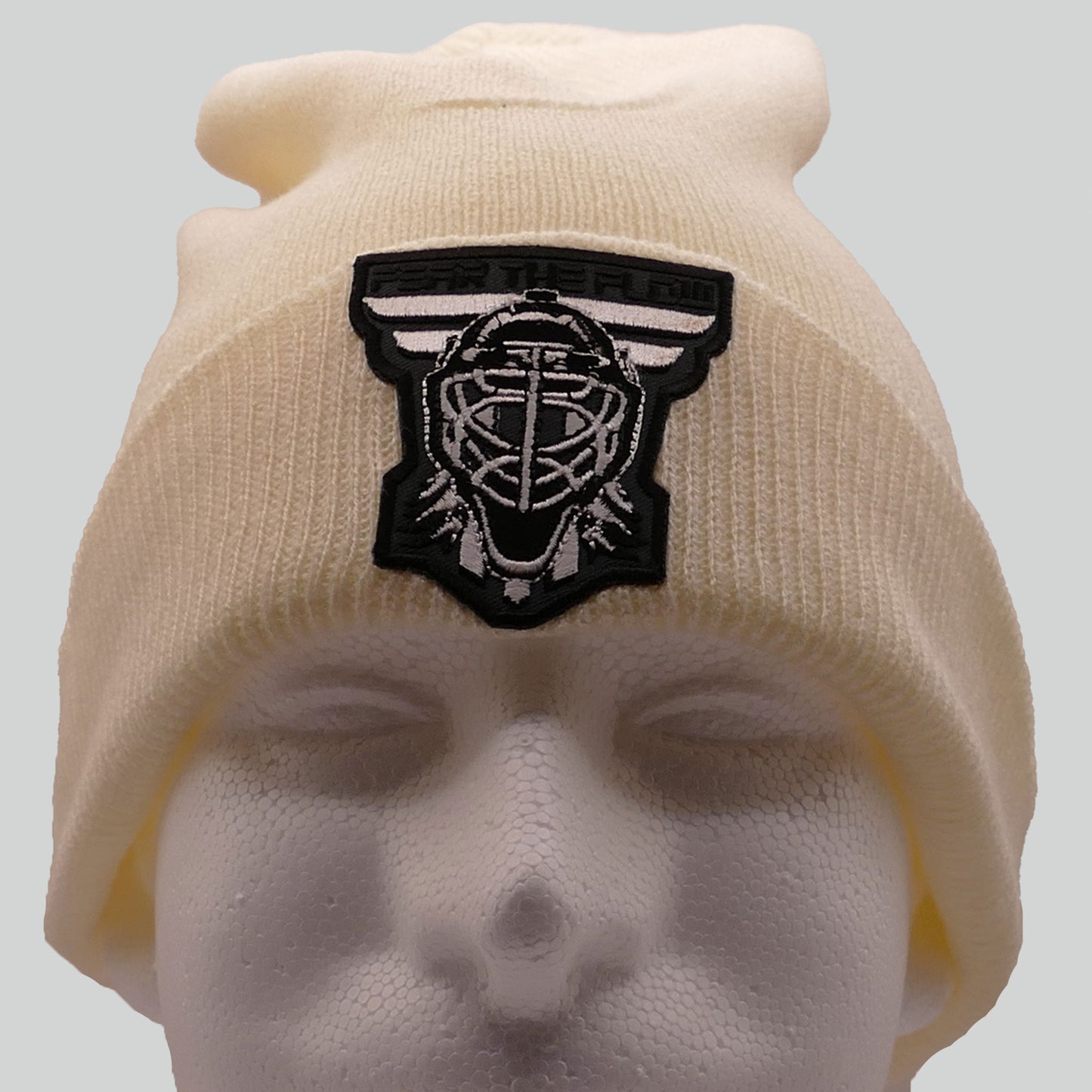 Off-White Beanie with White Patch